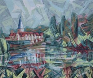 Peinture de Gerard SERVAIS: Trouée de lumière sur La Madeleine Bouvet