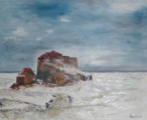 Peinture de Jean-Pierre Henichart: Coup de vent sur Ambleteuse