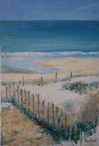 Peinture de Jean-Pierre Henichart: Dunes et ganivelles à Stella