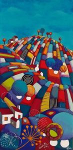Peinture de Marie-Pierre JAN: vue sur les collines