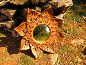 Sculpture de Joe Amarok: MIROIR FLEUR DE LOTUS