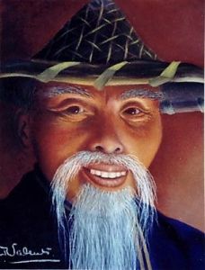 Dessin de Francoise Valentin: Le vieux Chinois