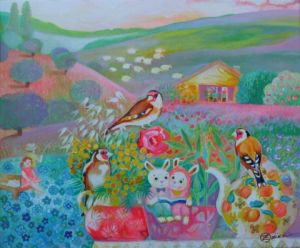 Peinture de OXANA ZAIKA: Chardonnerets élégants