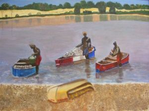 Peinture de jackie: paysage du sénégal