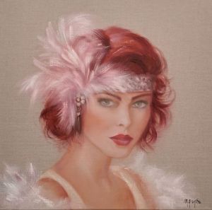 Peinture de MARTINE GREGOIRE: Plumes et bandeau