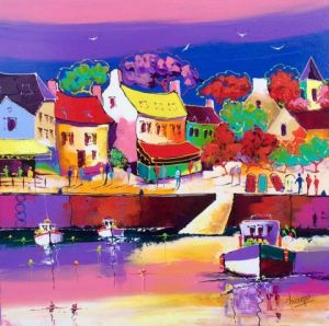 Peinture de philippe amagat: Promenade à Sainte Marine 