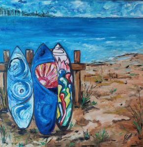 Peinture de marie jose Rodrigues corrion : les trois planches 