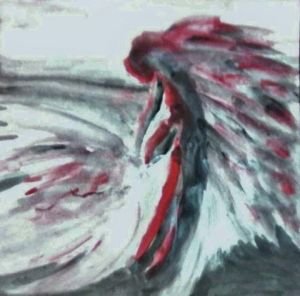 Peinture de Helene Nougaret: L'indien et le cygne