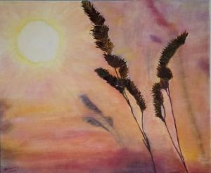 Peinture de LUCIE2: JONCS AU LEVER DU SOLEIL