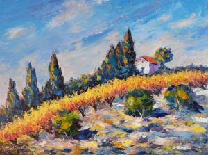 Peinture de francis JALIBERT: Le casot sur la colline 