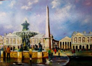 Peinture de JACQUES-SIMON BILLIAU: PLACE DE LA CONCORDE PARIS