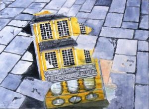 Peinture de cornelius: reflets de l'hôtel Ganirol