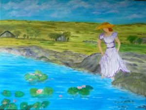 Peinture de LUCIE2: LA JEUNE FILLE ET LES NENUPHARS