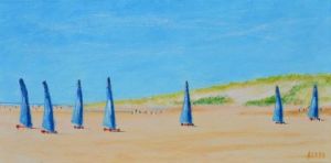 Peinture de christian riado: char à voile