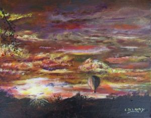 Peinture de Christian Bligny: Un soir en Ardèche