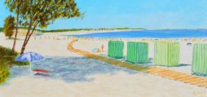 Peinture de christian riado: LA PLAGE DE LA CHAMBRETTE
