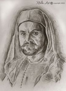 Dessin de Redha Benidiri: Portrait du peintre Mammeri Azouaou