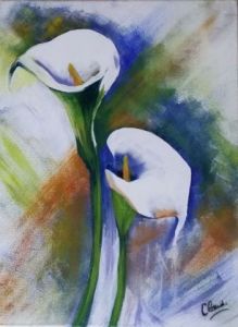 Peinture de Claudine Hebert: Les deux arums