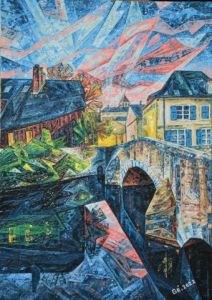 Peinture de Gerard SERVAIS: Chartres le soir