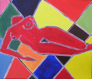 Peinture de valerie jouve: NU ARLEQUIN