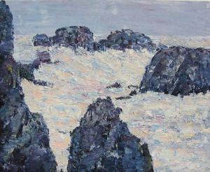Peinture de valerie jouve: ouessant, tempête