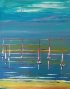 Peinture de PLUME NATHALIE MAISONNEUVE: régate d'été