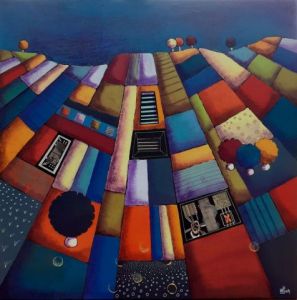 Peinture de Marie-Pierre JAN: Au delà du Mont