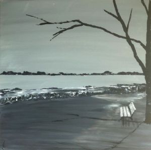 Peinture de valerie jouve: SAINT ARMEL, LE BANC