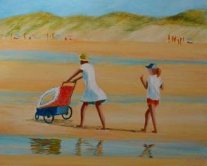 Peinture de christian riado: le matin sur la plage 98