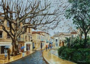 Peinture de Pascale HARNISCH: Pluie en Avignon