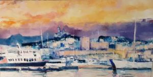 Peinture de Veronique LANCIEN: Marseille vue du Frioul 