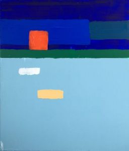 Peinture de valerie jouve: ILE D ARZ MOULIN A MAREE ET 2 BARQUES