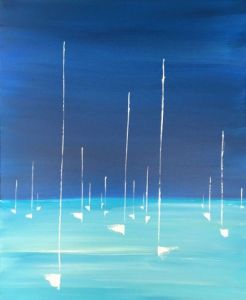 Peinture de valerie jouve: voiliers au mouillage 2