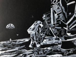 Peinture de COMETE: step by step on the Moon