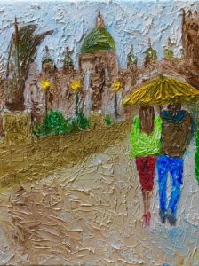 Peinture de Nicolas Couronnel : Les amoureux de Prague
