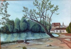 Peinture de Marcel Delcroix: Le lac d'Ardres 62