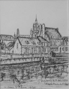 Dessin de Marcel Delcroix: Calais le vieux St Pierre