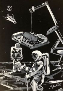 Peinture de COMETE: construction lunaire