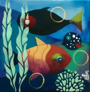Peinture de Marie-Pierre JAN: Poissons 1