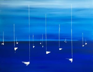 Peinture de valerie jouve: voiliers au mouillage5