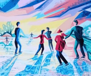 Peinture de Gerard SERVAIS: La belle époque des étangs gelés