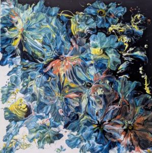 Peinture de Claudine Hebert: Floraisons interstellaires