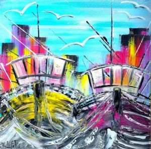 Peinture de Edwige lefevre: RETOUR DE PECHE