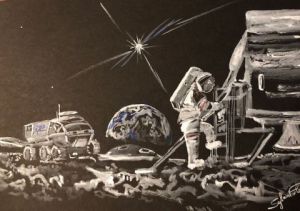 Peinture de COMETE: STEP BY STEP ON THE MOON