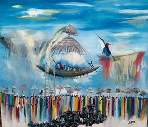 Peinture de Dieudonne: Fête des retrouvailles au village