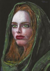 Peinture de Patmor: La  femme aux yeux verts