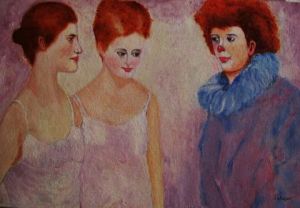 Peinture de Patmor: Danseuses et clown