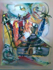 Peinture de laye: CASE AFRICAINE