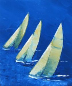 Peinture de Francis Kuhlen: depart de regate