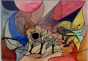 Peinture de Bernadette Mora: Lune noire